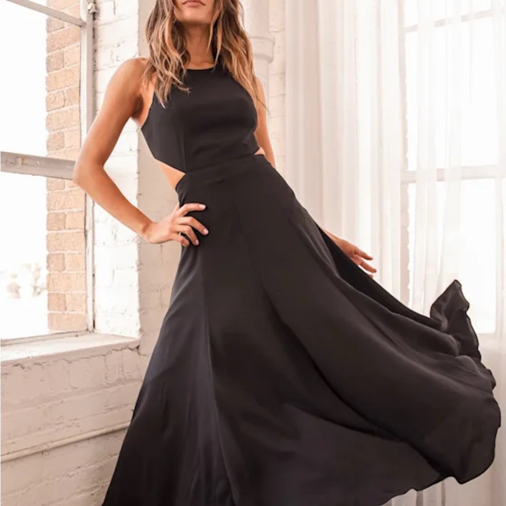 Taste of Love Black Cutout Midi Dress